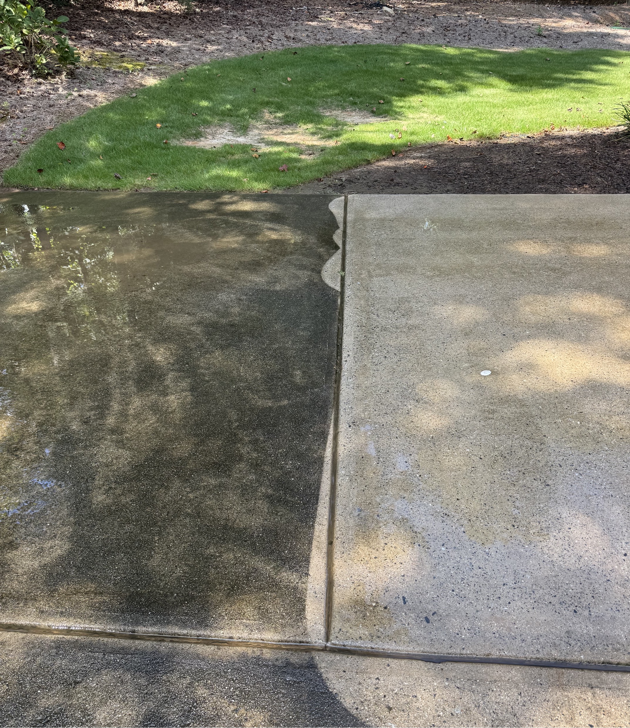Sidewalk cleaning before and after